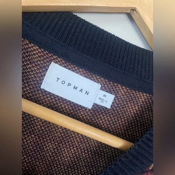 TOPMAN Black & Tan Geometric Pattern Sweater - Picture 3 of 4